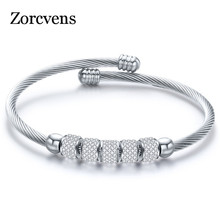 ZORCVENS Fashion Heart Charm Beads Bracelet for Women Accessories Stainless Steel CZ Stone Female Bangle Bracelets 2024 - buy cheap