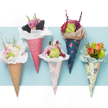 20pcs Ice Cream Holder Cone Flowers Wrapping Paper Gift Packaging Paper Flower Cones Bouquet Wedding Decoration Florist Supplies 2024 - buy cheap