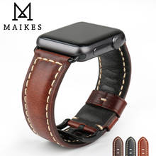 MAIKES Watch Accessories Genuine Leather For Apple Watch Band 42mm 38mm iWatch 4 Apple Watch Strap 44mm 40mm Series 1 2 3 4 5 2024 - buy cheap