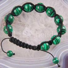 Free Shipping Fashion Jewelry Adjustable 12MM Round Malachite Bracelete 7-8" 1Pcs H1199 2024 - buy cheap