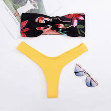 Bikinis 2020 Mujer Sexy Bandeau Thong Bikini set Swimwear Women Tie Front Bandage High Leg  Swimsuit Swimming Suit For Women 2024 - buy cheap