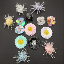 Handmade Rhinestone beaded Flower Sew on sequin Crystal patch for clothing beading Applique Scrapbooking 2024 - buy cheap