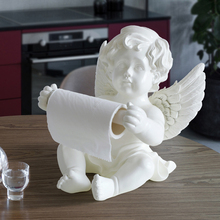 Caixa de tecido de anjo em resina, suporte para mesa de jantar, cozinha, escritório, rolo de papel, caixa de tecido fofa, escultura, arte moderna, decoração da casa 2024 - compre barato