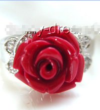 Envío Gratis> maravilloso anillo de flor Rosa tallada roja de 12mm a0443 2024 - compra barato