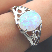 Fashion Silver Jewelry White fire opal Ring 100% 925 Sterling Silver Jewelry Wedding Rings Women Rings Size 5/6/7/8/9/10/11 2024 - buy cheap