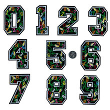 10pcs/lot Number Patches Word Embroidered Iron on Patch Figure Digit for DIY Stripes Motif Appliques Garment Clothes Badges 2024 - buy cheap