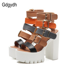 Gdgydh Women Sandals High Heels 2022 New Summer Fashion Buckle Female Gladiator Sandals Platform Shoes Woman Black Big Size 42 2024 - buy cheap