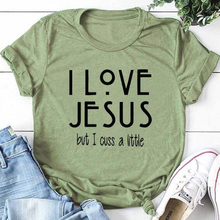 Eu amo jesus mas eu cuss uma pequena camiseta gráfica, camiseta engraçada e estilosa de vestuário religioso, camisetas vintage da bíblia jesus 2024 - compre barato