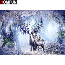 HOMFUN Rhinestone Painting Crystal Decor Diy Diamond Painting "Deer's family" 3D Cross Stitch Pattern Diamond Embroidery A18953 2024 - buy cheap