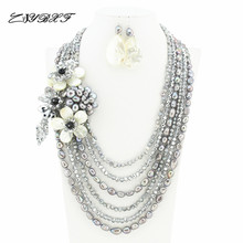 Beautiful Flower Freshwater Pearl Jewelry Sets Shell Necklace Freshwater Pearl Necklace Earrings Sets   HD1509 2024 - buy cheap
