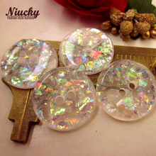 Niucky 20mm 2 holes transparent colorful paillette single bread sewing buttons for sweater 2018 new buttons supplies R0101-025 2024 - buy cheap