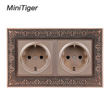 Minitiger-toma de corriente doble estándar para pared, Panel de Metal de aleación de Zinc, Retro, con relieve 4D, Rusia, España, 146 2024 - compra barato