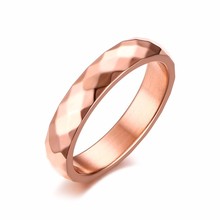 Anillos multifacetados para mujer, acero inoxidable, oro rosa, acabado pulido, informal, aniversario, boda, compromiso, anillo 2024 - compra barato