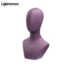 Female Abstract Mannequin Head Display Hat Wig Scarves Headscarves Necklace Insertable Needle Foam Cloth Velvet Fabric Lightpurp 2024 - compre barato
