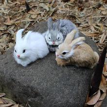 15CM Mini Realistic Cute White Gray Plush Rabbits Fur Lifelike Animal Easter Bunny Simulation Rabbit Toy Model Birthday Gift 2024 - buy cheap
