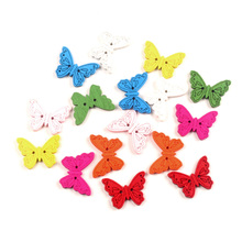 50pcs Mixed 24x17mm Wooden Butterfly Buttons For Clothing Needlework Scrapbooking Wood Decorative Crafts Diy Accessories 2024 - buy cheap