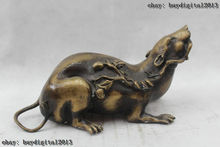 6"China Folk Pure Bronze Lucky excellent beautiful Lifelike mouse Statue Garden Decoration Brass Bronze 25% off 2024 - buy cheap