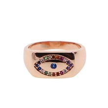 Joyería de promoción para mujer, Anillos geométricos de alta calidad, Color rosa dorado, turco, mal de ojo, moda, anillo sencillo impresionante delicado 2024 - compra barato