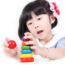 15 см красочные деревянные штабелированные игрушки Радуга башня соответствующие укладки игрушки обучающая стопка игрушек до блоков развивающие Дети duplo 2024 - купить недорого