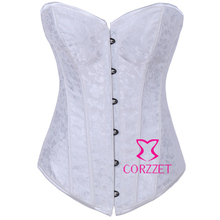 2014 Women's Lace Up Jacquard White Corset Basque Wedding Lingerie Top Overbust Sexy Bridal Corsets and Bustiers Corselet S-2XL 2024 - buy cheap