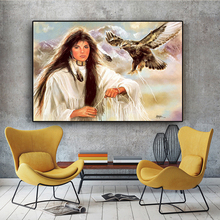 Национальная индийская девушка Fwith Eagles картина маслом на холсте плакаты и принты скандинавские настенные художественные картины для гостиной 2024 - купить недорого