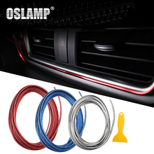 Oslamp 5 метров автомобильный Стайлинг полоса для отделки интерьера Chrom серебристый/красный/синий литье отделка двери автомобиля внешний декор хромированные полоски 2024 - купить недорого