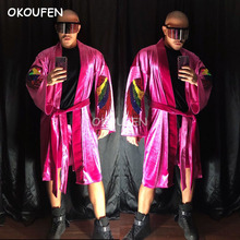 Nightclub bar men and women clothing night show ds costume new DJ hip hop velvet robe boxing suit stage wear 2024 - buy cheap