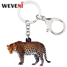 WEVENI Acrylic African Leopard Panther Key Chains Keychain Rings Jungle Animal Jewelry For Women Girls Holder Wallet Charms Gift 2024 - buy cheap