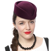 Women Wool Pillbox Fascinator Hat Feamale Stewardess Hats Etiquette Cap Plain Fedoras Cap Women Beret Hat Formal Lady Hat A040 2024 - buy cheap