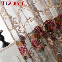 Luxury Embroidered Flower Organza Fabric Curtains Voile For Living Room Sheer Curtains Drapes For Bedroom Door Balcony WP006&3 2024 - buy cheap