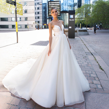 Ashley Carol A-Line Wedding Dress 2022 Sexy V-neckline Beaded Backless Tulle Bride Dresses Sleeveless Princess Bridal Gown 2024 - buy cheap