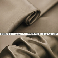 100% SILK CHARMEUSE SATIN 114cm width 19mommes Pure Mulberry Silk Fabric/China Wedding Dress Fabric Suppliers Dark Beige NO 15 2024 - buy cheap