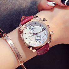 Модные брендовые женские Часы GUOU с календарем, роскошные женские наручные часы из натуральной кожи, часы с квадратным ремешком 2024 - купить недорого
