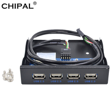 CHIPAL-Adaptador de concentrador USB 2,0 de 4 puertos, soporte de expansión de Panel frontal de PC con Cable de 10 pines para Bahía de disco flexible de escritorio de 3,5" 2024 - compra barato