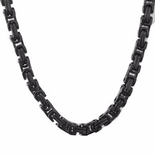 Cool Necklace For Men Black Stainless Steel Necklace Byzantine Box Link Chain Men's Fashion Jewelry Gifts 8/6/4mm Width 2024 - buy cheap