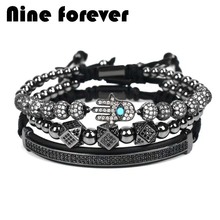 Nine forever-pulsera con abalorios de ojo para hombre y mujer, brazalete de macramé, joyería femenina 2024 - compra barato