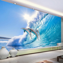 3D фотообои на заказ, Океанский мир, дельфин, ТВ фон украшения на стену, гостиная, спальня, домашний декор, Настенные обои 2024 - купить недорого