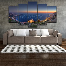 Wall Art Pictures Modern Home Decoration Living Room 5 Pieces Canvas HD Print Painting Monaco Night Seascape Poster Frame 2024 - buy cheap