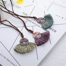 2020 Vintage fabric tassel long sweater chain ethnic pendant power necklace choker for women jewelry wholesale price sales item 2024 - buy cheap