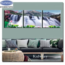 3 Panels waterfall Scenery 5d DIY Diamond Painting Cross Stitch Full Square Round Diamond Embroidery Mosaic pattern Diamond art 2024 - buy cheap