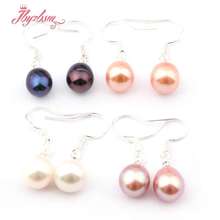6x7-7x8mm Oval Freshwater Pearl Natural Stone Beads Silver Dangle Hook Fashion Woman Earrings 1 Pair, Wholesale Free Shipping 2024 - buy cheap