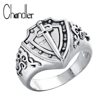 Chandler Knight's Ring Sword Shield Signet Rings For Men Medieval Retro Antique  Alloy Zinc Bague Size 9 Cheap Jewelry 2024 - buy cheap