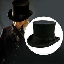 Chapéu de lã tradicional estilo vitoriano, chapéu de cilindro de fedoras, truque de mágico, unissex 2024 - compre barato