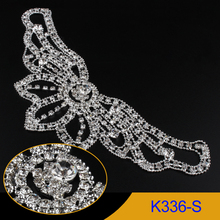 17.5*7.5cm Silver Rhinestone Applique 1pcs sew on Crystal stone  Crown Pattern appliques use for wedding dress K336-S 2024 - buy cheap