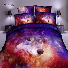 Комплект постельного белья из 4 предметов с 3d-изображением волка 2024 - купить недорого