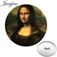 JWEIJIAO-Espejo de bolsillo para mujer, pinturas famosas de Oill, espejo compacto portátil para maquillaje, espejo de mano, Mona Lisa 2024 - compra barato