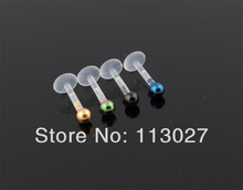Внутренний био-пластик Лабрет Монро с анодированным шариком кольцо для губ 1,2*8*3 мм смешанные цвета партия 30 шт. 2024 - купить недорого