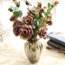 3 heads French Artificial silk Rose Floral Bouquet Fake Flower Arrange Table rose Wedding Flowers Decor Party accessory 2024 - buy cheap