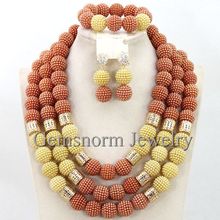 New Coral Gold Balls Wedding Beads Necklace Jewelry Set Statement Necklace Set New New Free Shipping WB624 2024 - buy cheap