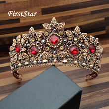 Vintage Red And Black Crystal Rhinestone Big Wedding Tiaras Pearl Queen Crown Pageant Bridal Hair Accessories For Bride Jewelry 2024 - buy cheap